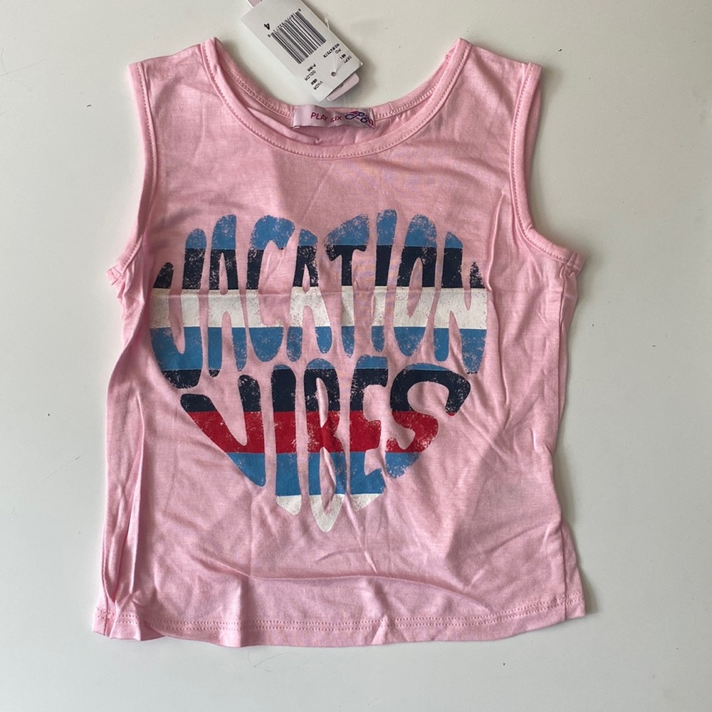 NWT PLAY SIX “Vacation Vibes” Pink Tank Top Shirt - 4 Years